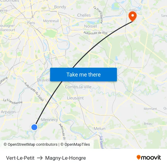 Vert-Le-Petit to Magny-Le-Hongre map