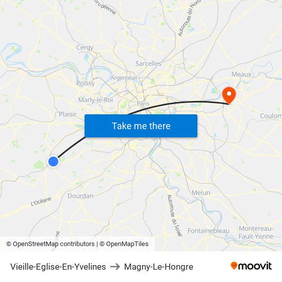 Vieille-Eglise-En-Yvelines to Magny-Le-Hongre map