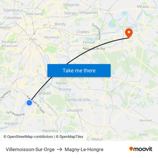 Villemoisson-Sur-Orge to Magny-Le-Hongre map