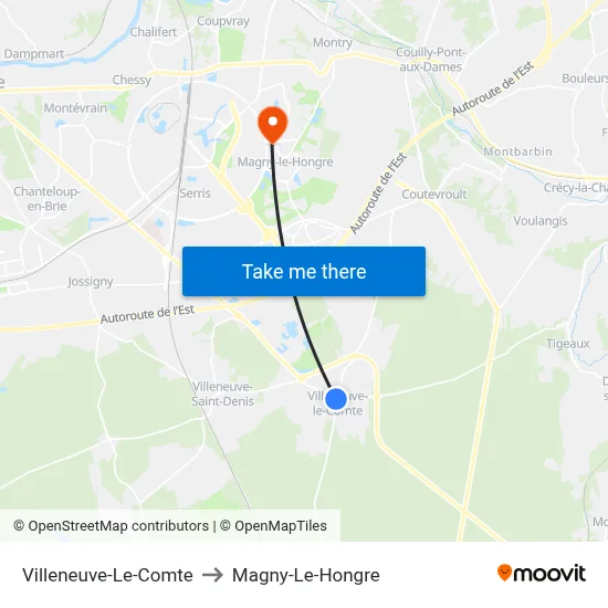 Villeneuve-Le-Comte to Magny-Le-Hongre map