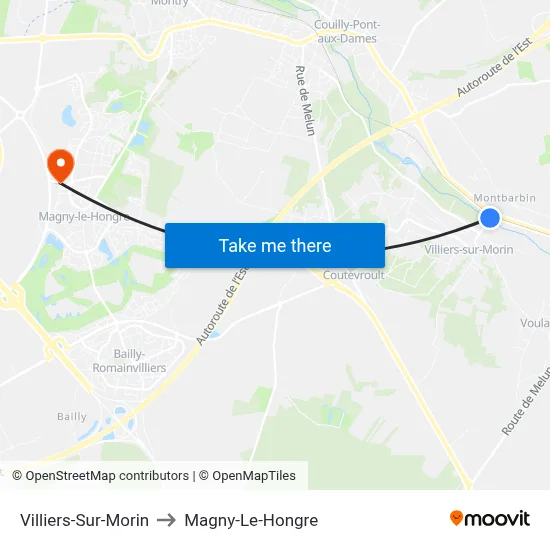 Villiers-Sur-Morin to Magny-Le-Hongre map