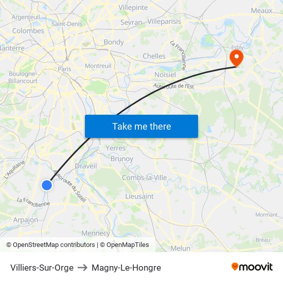 Villiers-Sur-Orge to Magny-Le-Hongre map