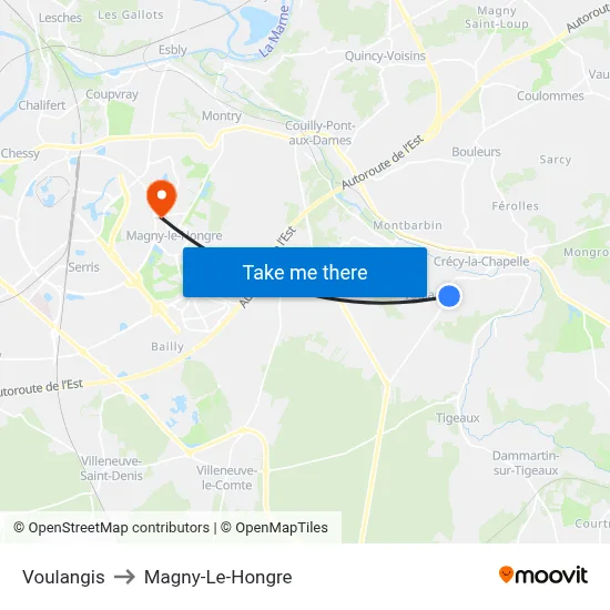 Voulangis to Magny-Le-Hongre map