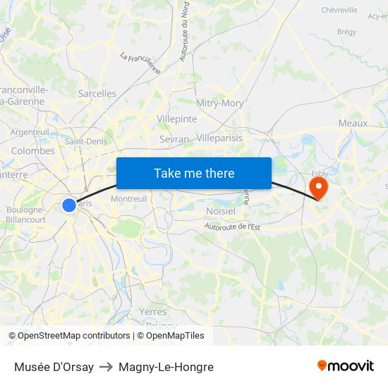 Musée D'Orsay to Magny-Le-Hongre map
