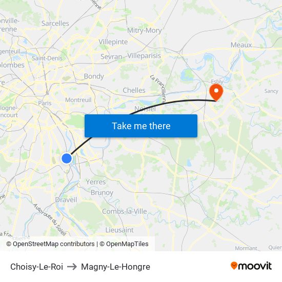 Choisy-Le-Roi to Magny-Le-Hongre map