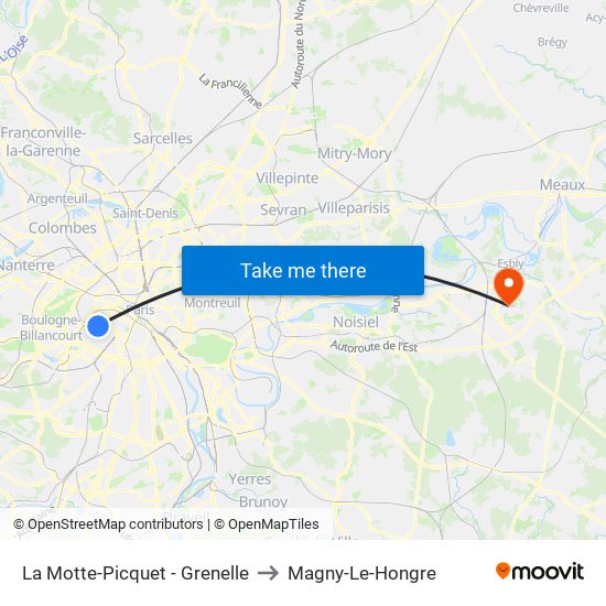 La Motte-Picquet - Grenelle to Magny-Le-Hongre map