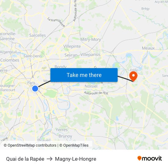 Quai de la Rapée to Magny-Le-Hongre map