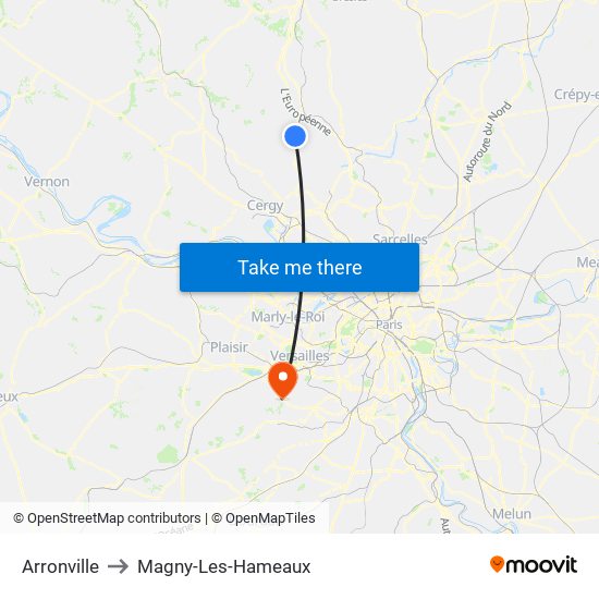 Arronville to Magny-Les-Hameaux map