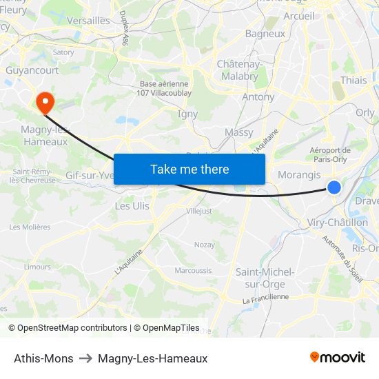 Athis-Mons to Magny-Les-Hameaux map