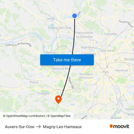 Auvers-Sur-Oise to Magny-Les-Hameaux map