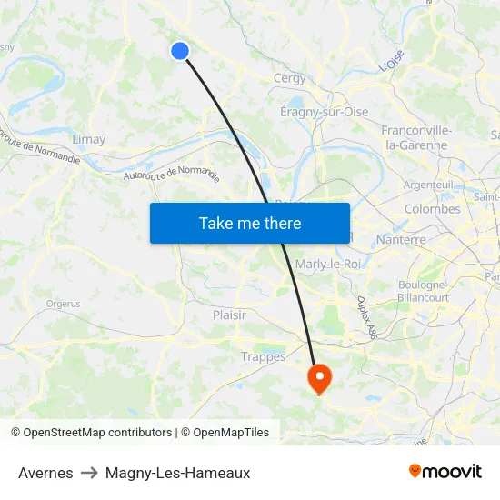 Avernes to Magny-Les-Hameaux map