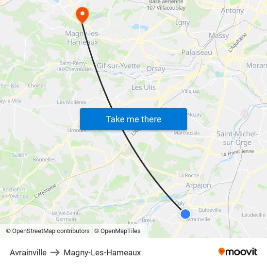 Avrainville to Magny-Les-Hameaux map