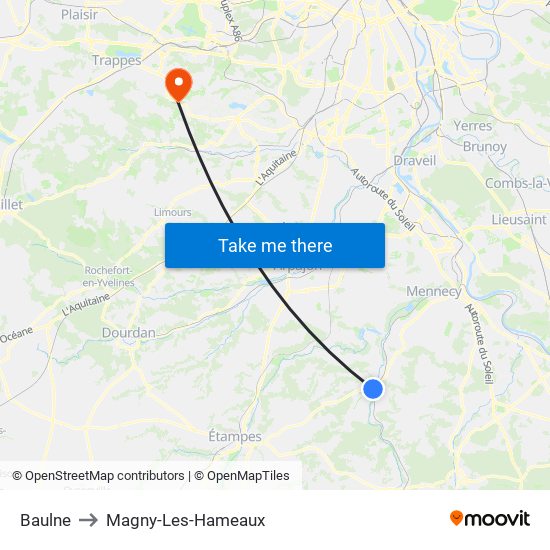 Baulne to Magny-Les-Hameaux map