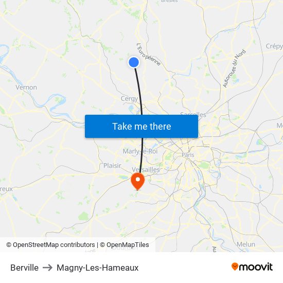 Berville to Magny-Les-Hameaux map