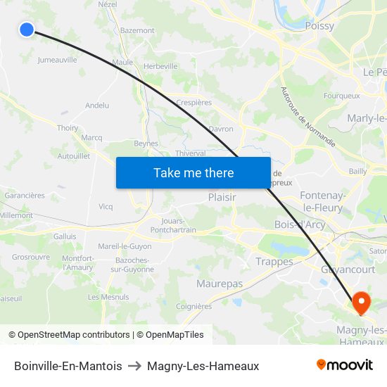 Boinville-En-Mantois to Magny-Les-Hameaux map