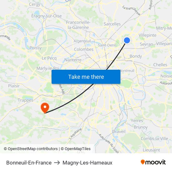 Bonneuil-En-France to Magny-Les-Hameaux map