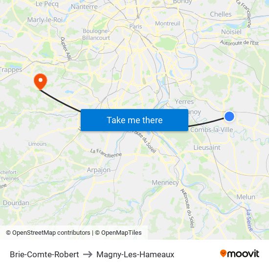 Brie-Comte-Robert to Magny-Les-Hameaux map