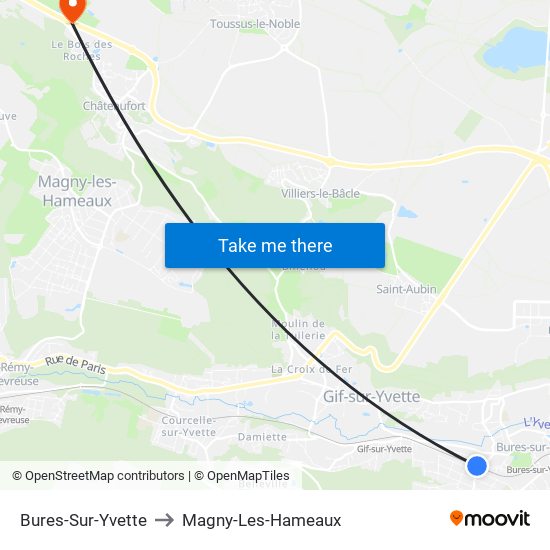 Bures-Sur-Yvette to Magny-Les-Hameaux map