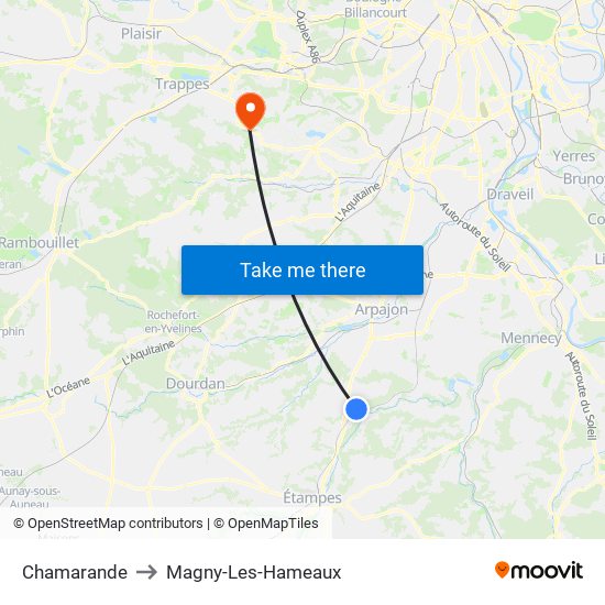 Chamarande to Magny-Les-Hameaux map