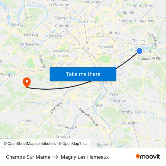 Champs-Sur-Marne to Magny-Les-Hameaux map