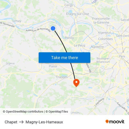 Chapet to Magny-Les-Hameaux map