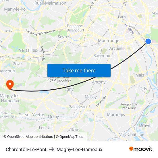 Charenton-Le-Pont to Magny-Les-Hameaux map