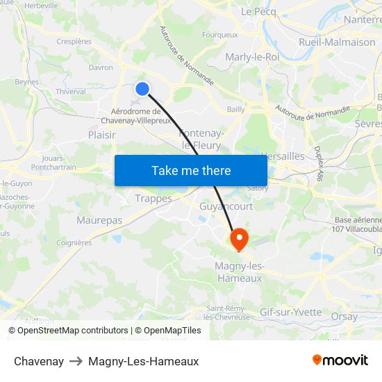 Chavenay to Magny-Les-Hameaux map