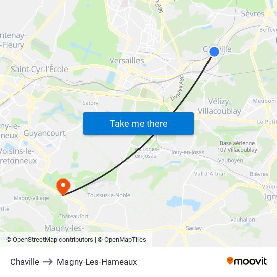 Chaville to Magny-Les-Hameaux map