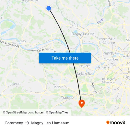 Commeny to Magny-Les-Hameaux map