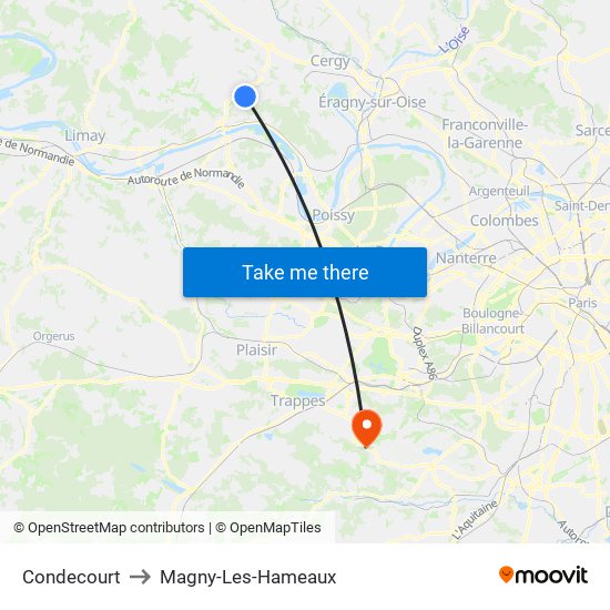 Condecourt to Magny-Les-Hameaux map