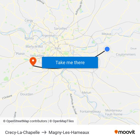 Crecy-La-Chapelle to Magny-Les-Hameaux map