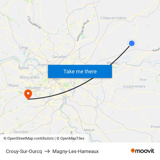 Crouy-Sur-Ourcq to Magny-Les-Hameaux map
