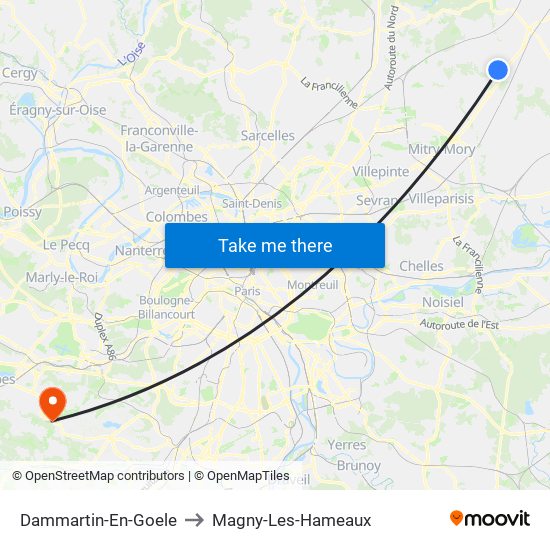 Dammartin-En-Goele to Magny-Les-Hameaux map