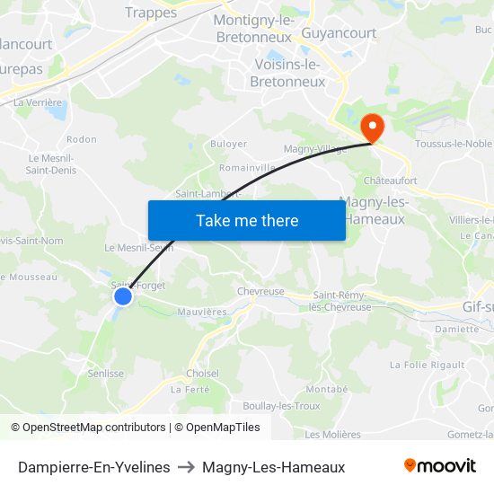 Dampierre-En-Yvelines to Magny-Les-Hameaux map