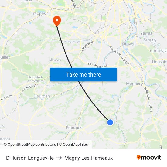 D'Huison-Longueville to Magny-Les-Hameaux map