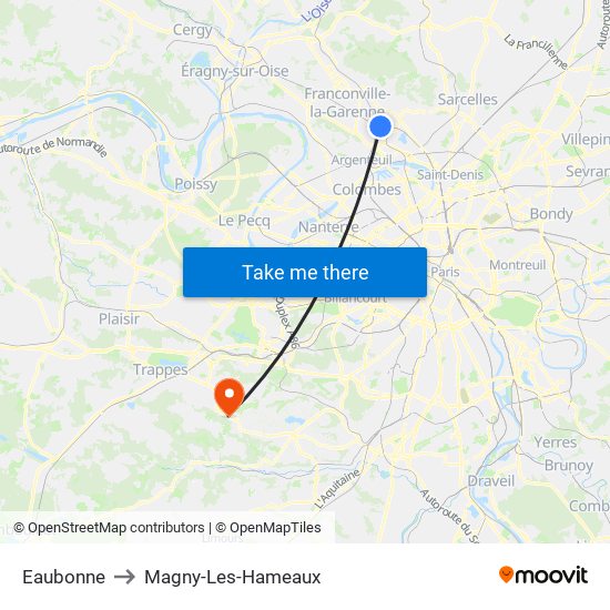 Eaubonne to Magny-Les-Hameaux map
