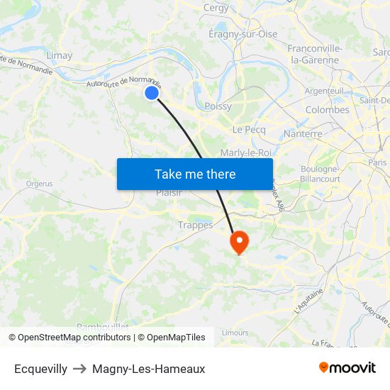 Ecquevilly to Magny-Les-Hameaux map