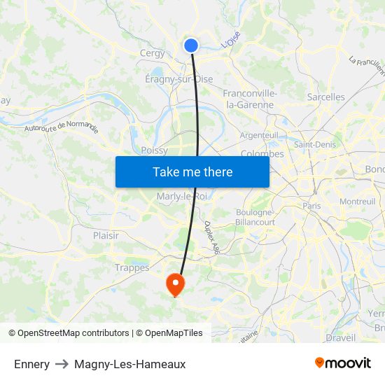 Ennery to Magny-Les-Hameaux map