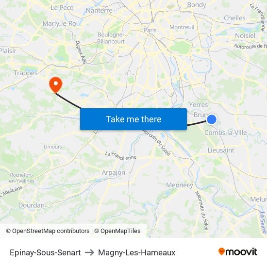 Epinay-Sous-Senart to Magny-Les-Hameaux map