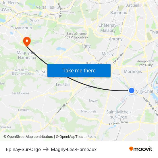 Epinay-Sur-Orge to Magny-Les-Hameaux map