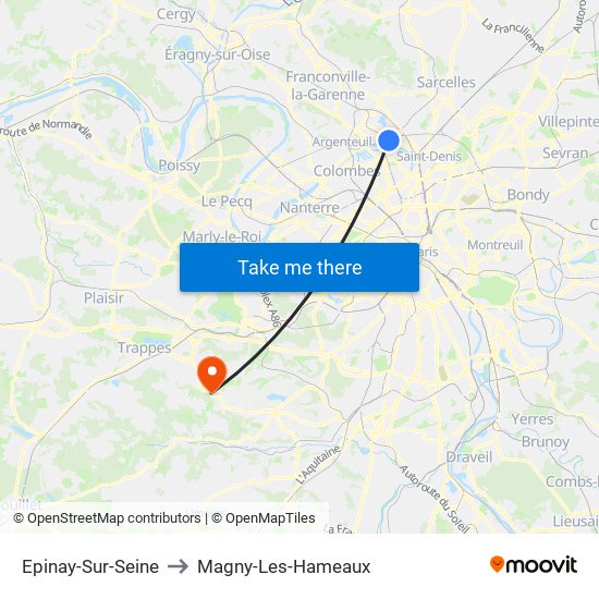 Epinay-Sur-Seine to Magny-Les-Hameaux map