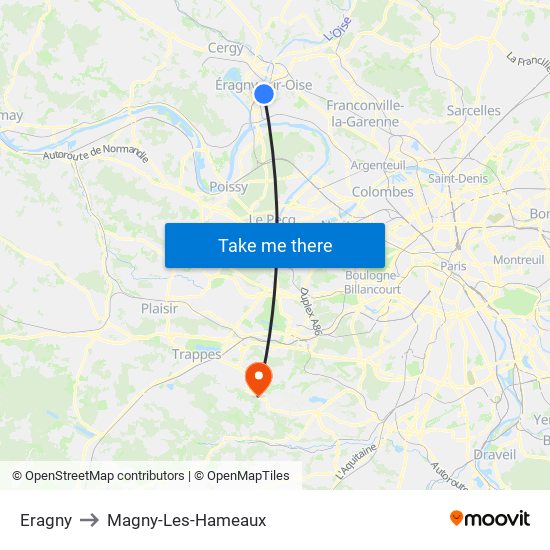 Eragny to Magny-Les-Hameaux map