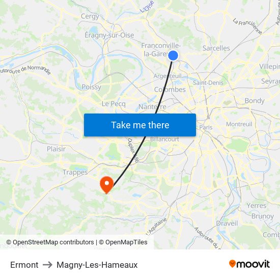 Ermont to Magny-Les-Hameaux map