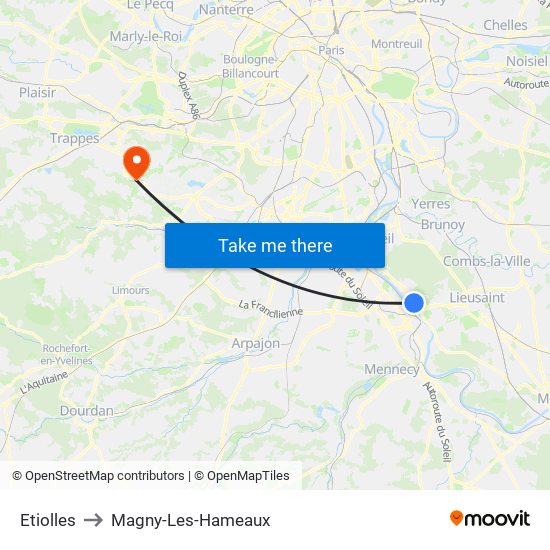 Etiolles to Magny-Les-Hameaux map