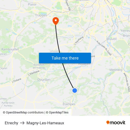 Etrechy to Magny-Les-Hameaux map