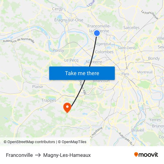 Franconville to Magny-Les-Hameaux map