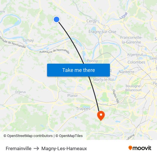 Fremainville to Magny-Les-Hameaux map