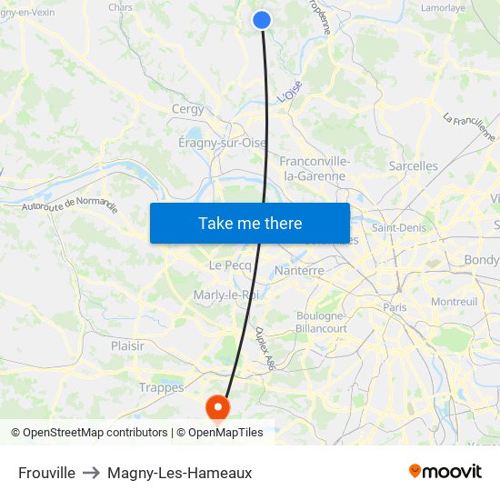 Frouville to Magny-Les-Hameaux map