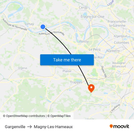 Gargenville to Magny-Les-Hameaux map