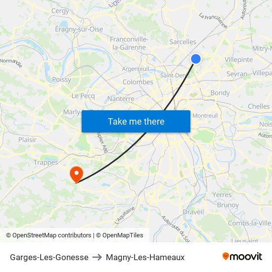 Garges-Les-Gonesse to Magny-Les-Hameaux map